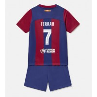 Barcelona Ferran Torres #7 Hemmaställ Barn 2023-24 Korta ärmar (+ Korta byxor)
